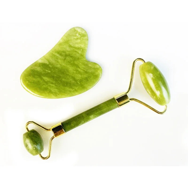 Natural Jade Roller Face Massager  Gua Sha Jade Stone Face Massager Anti-wrinkle Lift Facial Beauty Skin Care Massage Tools