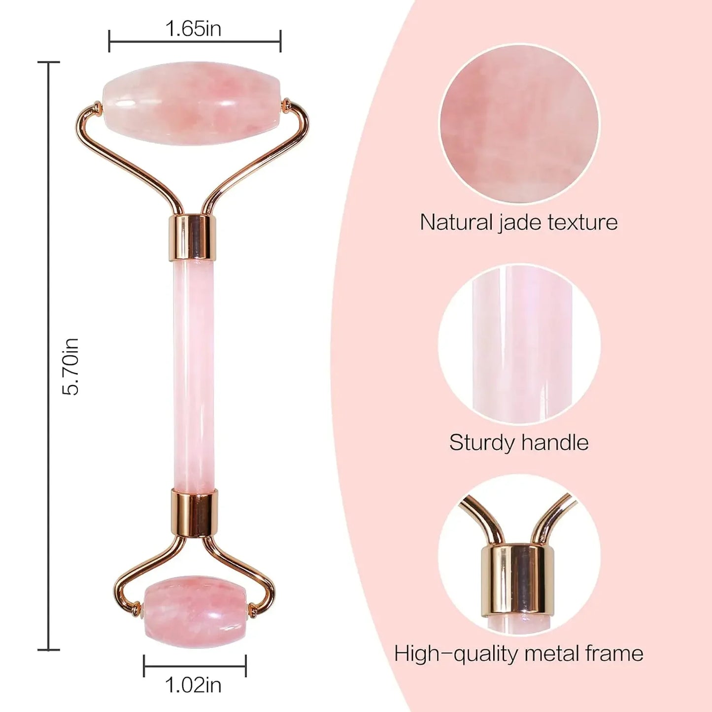 Natural Jade Roller Gua Sha Set Facial Body Massager Roller Face Lifting Beauty Massage Tools Rose Quartz Jade Stone Massage Set