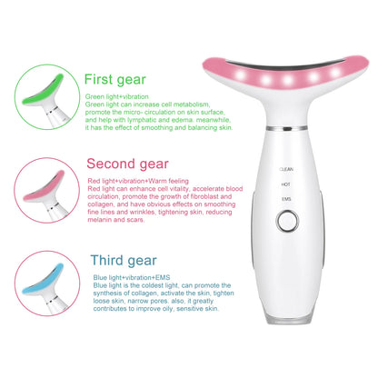 PC Neck Massager Led Photon Therapy Heating Neck Wrinkle Removal Machine Re