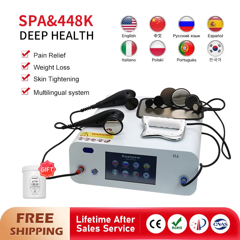 New 448Khz Tecar Physical Therapy Machine CET ReT Rf Monopolar Probe Head High Radio Frequency INDIBA Diatermia Pro Loss Weight