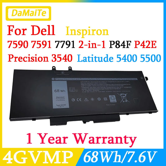 PC New 4GVMP R8D7N Battery For Dell Latitude 5400 5500 Precision 3540 3541 3550 3551 Inspiron 7590 7591 7791 2-in-1 P84F P42E