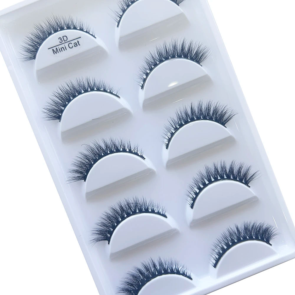 New 5 Pairs Natural 3D False Eyelashes Makeup Mink Eyelash Fake Eye Lashes Faux Cils Make Up Beauty Maquillaje Tools H13 Cat