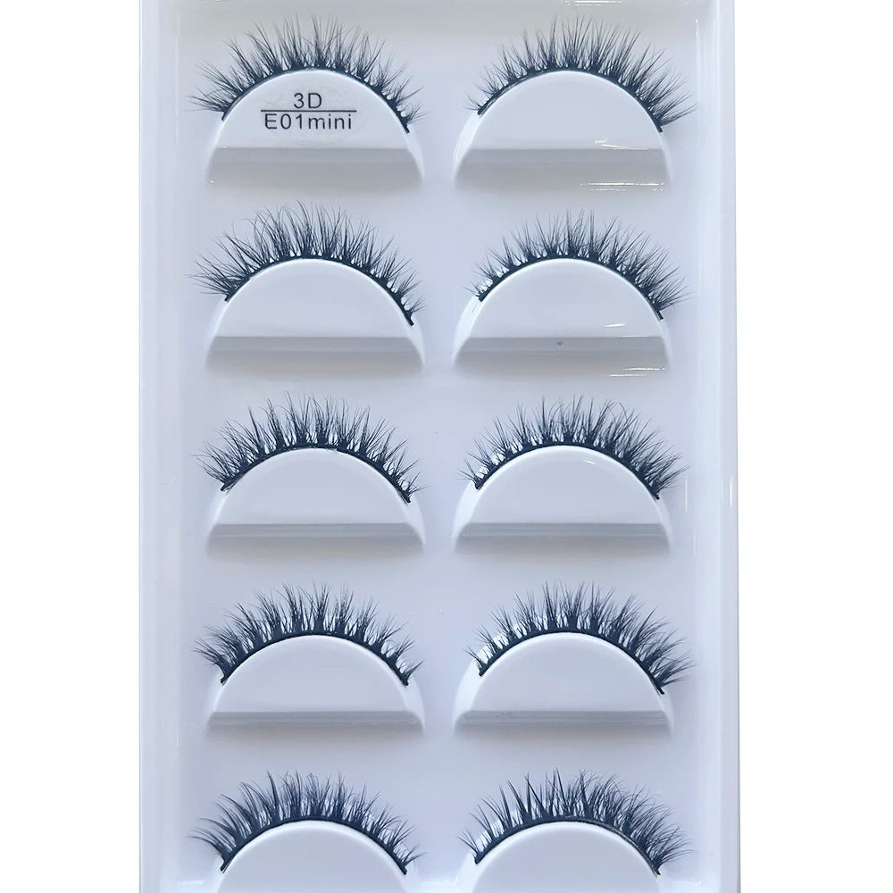 New 5 Pairs Natural 3D False Eyelashes Makeup Mink Eyelash Fake Eye Lashes Faux Cils Make Up Beauty Maquillaje Tools H13 Mini