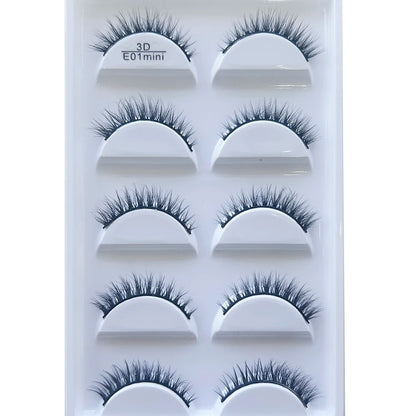 New 5 Pairs Natural 3D False Eyelashes Makeup Mink Eyelash Fake Eye Lashes Faux Cils Make Up Beauty Maquillaje Tools H13 Mini