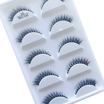 New 5 Pairs Natural 3D False Eyelashes Makeup Mink Eyelash Fake Eye Lashes Faux Cils Make Up Beauty Maquillaje Tools H13 Mini