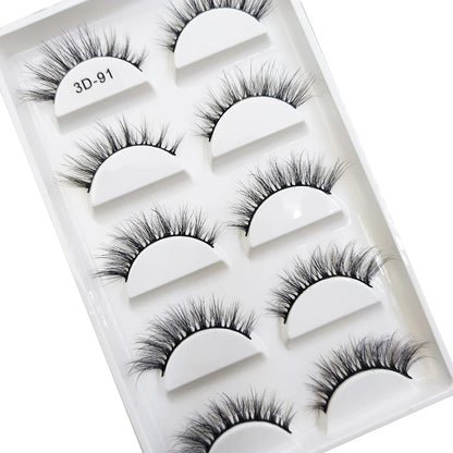 New 5 Pairs Natural 3D False Eyelashes Makeup Mink Eyelash Fake Eye Lashes Faux Cils Make Up Beauty Maquillaje Tools H13 Cat