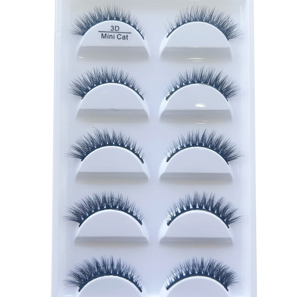 New 5 Pairs Natural 3D False Eyelashes Makeup Mink Eyelash Fake Eye Lashes Faux Cils Make Up Beauty Maquillaje Tools H13 Mini