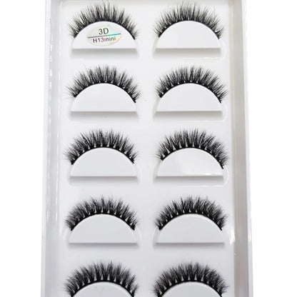 New 5 Pairs Natural 3D False Eyelashes Makeup Mink Eyelash Fake Eye Lashes Faux Cils Make Up Beauty Maquillaje Tools H13 Mini