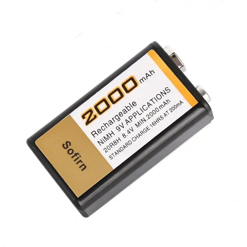 New 9v 2000mAh NiMH rechargeable 9V NiMH battery for wireless microphone toy car remote control