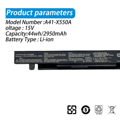 PC New A41-X550A 14.4V 6800mAh 4Cell Laptop Battery  ASUS A41-X550 X450 X550 X550C X550B X550V X450C X550CA X452EA X452C