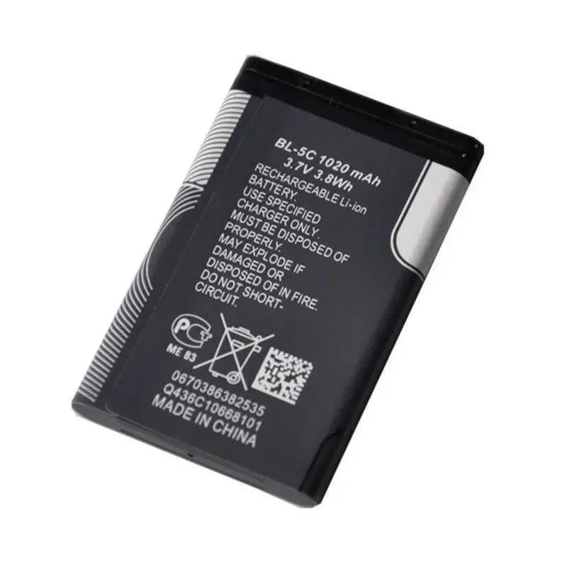 New BL-5C 1020mAh Mobile Phone Battery For Nokia BL-5C 1100 6600 6230 1108 1112 1200 n70 n91 N-Gage Replacement Battery Charger