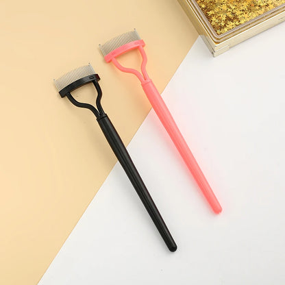 New Black Pink Eyelash Curler Metal Eyelash Brush Comb Portable Lash Separator Foldable Mascara Curl Beauty Makeup Cosmetic Tool