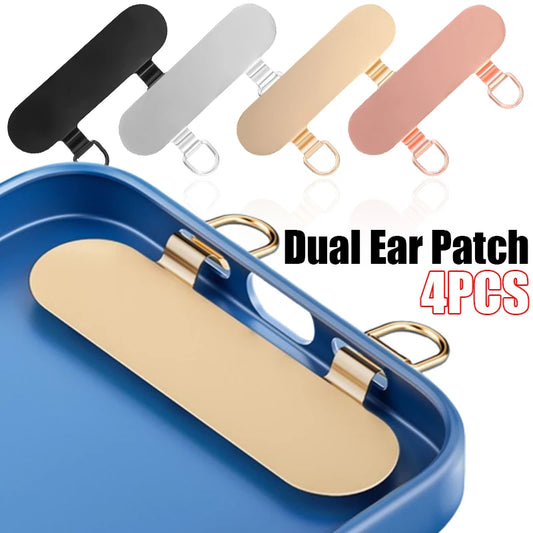 New Dual Ear Stainless Steel Patch Mobile Phone Case Metal Card Clip Anti Drop Lanyard Connection Fixed Gasket Tether Tabs