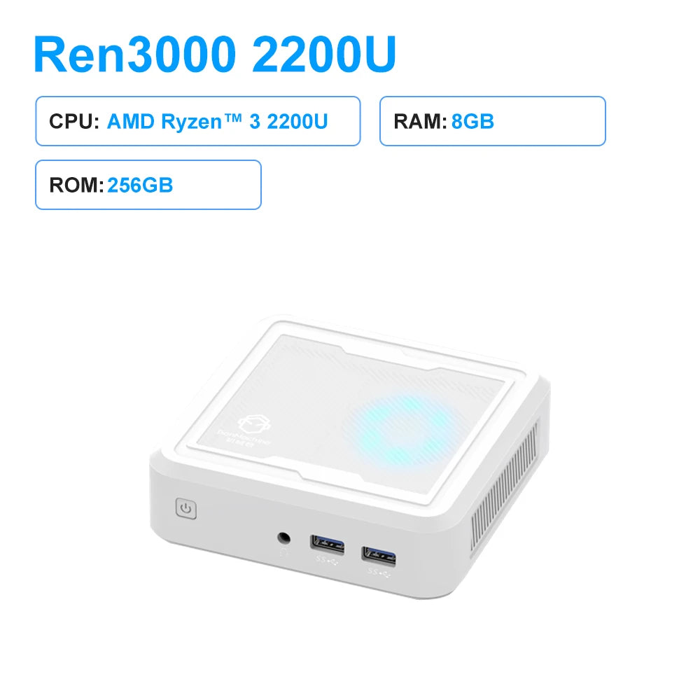 PCNouveau Genmachine AMD Ryzen 3 2200U Jusqu'à 65 W Mini PC DDR4 8 Go RAM NVME 256 Go