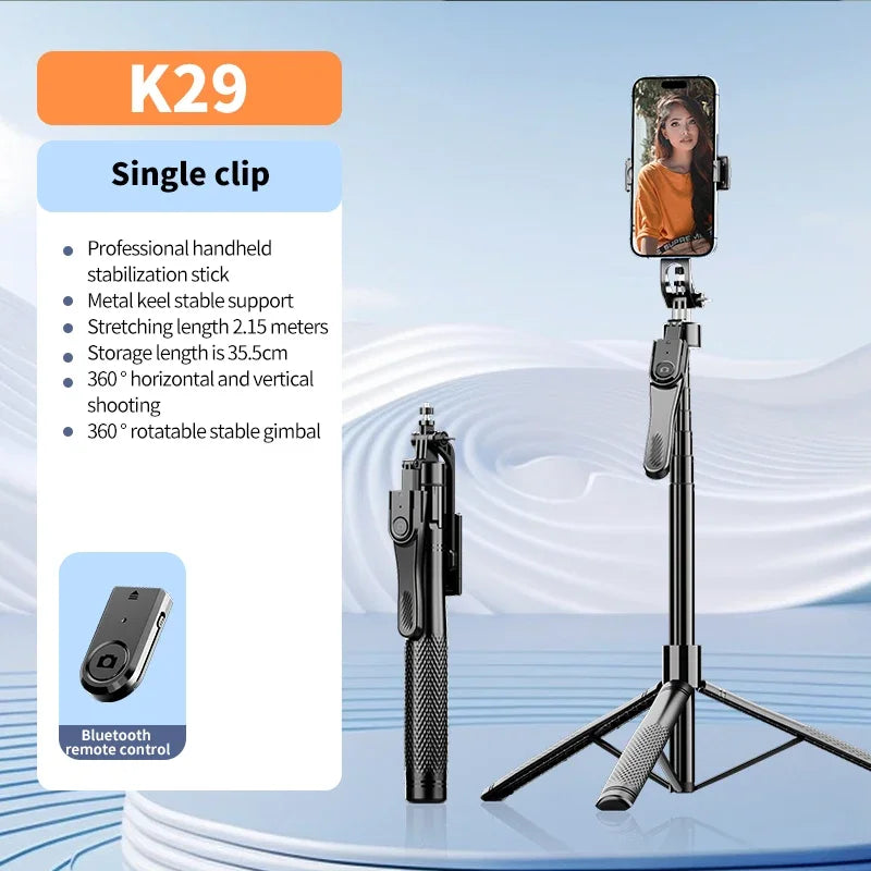 PCNew Portable Handheld Fill Light Selfie Stick Anti Shake 360° Rotation St