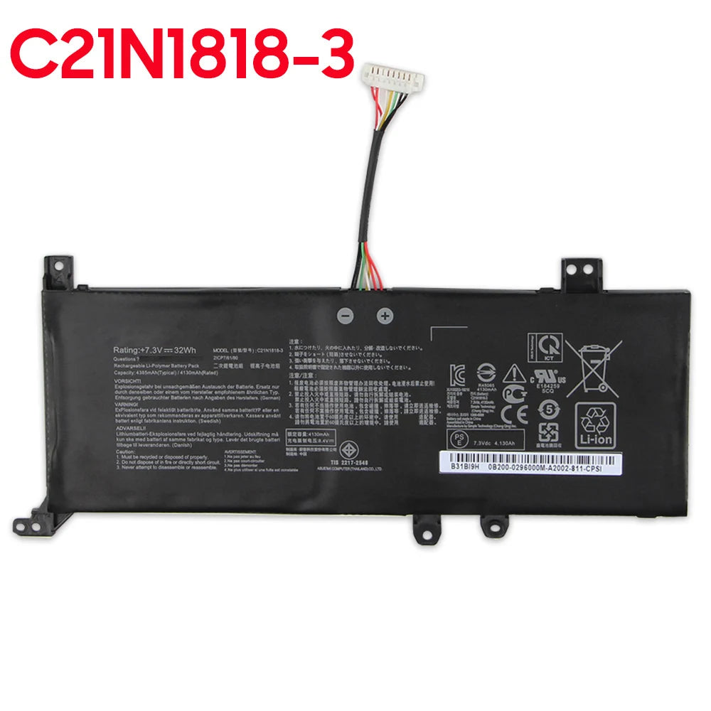 PC New Replacement Battery C21N1818 For ASUS Vivobook 15 X509 X515 F512UB X512DA X512 A512JA A512 F512 X412 X712 X515E B21N1818