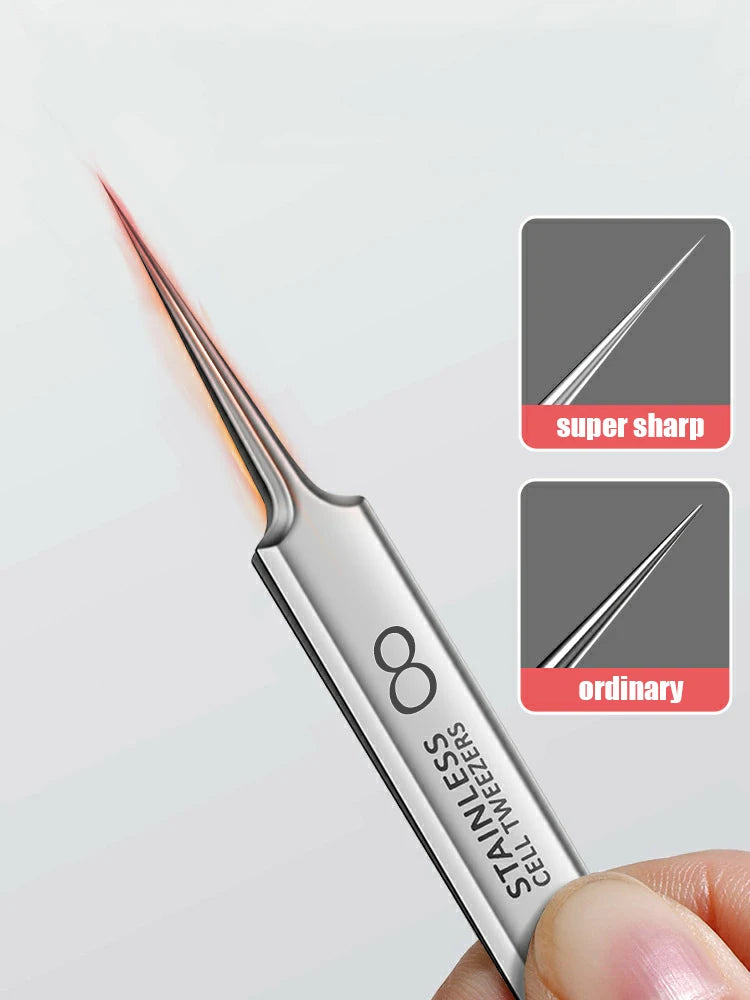 New Ti Alloy No. 8 Cell Pimples Blackhead Remover Clip Tweezers Beauty Salon Special Closing Artifact Acne Needle Skincare Tools