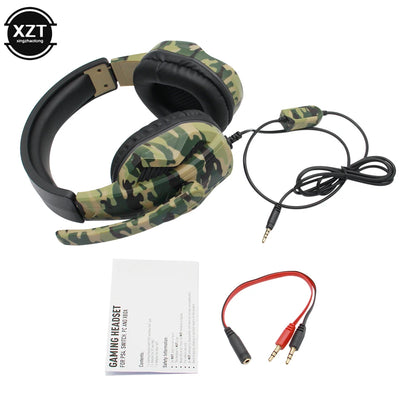 PCNewCamouflage Gaming Headset 3.5mm AUX Jack Wired Headphones Gamer Cool G