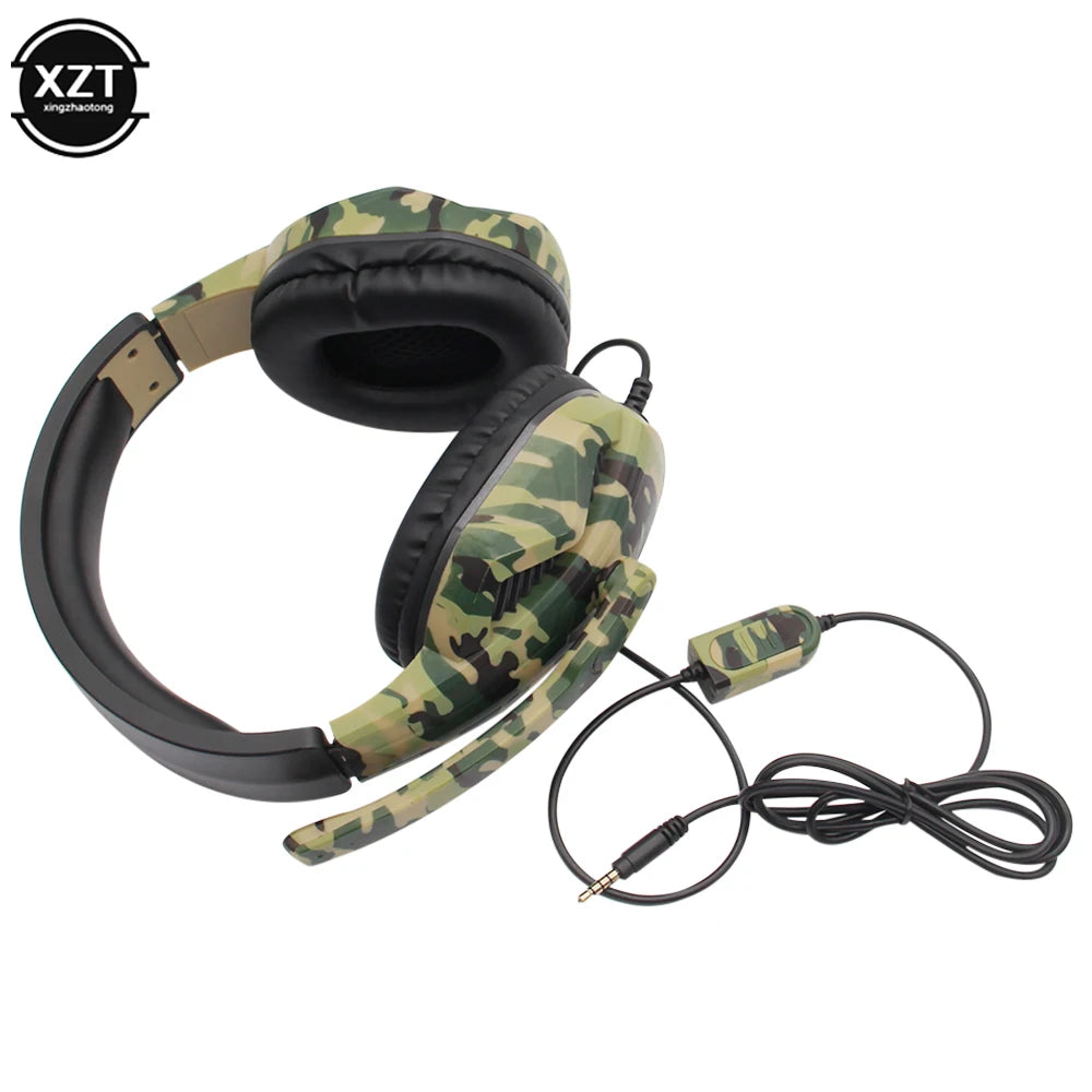 PCNewCamouflage Gaming Headset 3.5mm AUX Jack Wired Headphones Gamer Cool G