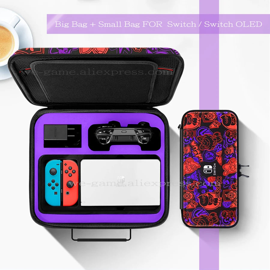 Newest Nintend SwitchOLED Cute Carrying Case Scarlet Violet Theme Hard Cover Shell Storage Shoulder Bag for Nintendo Switch OLED