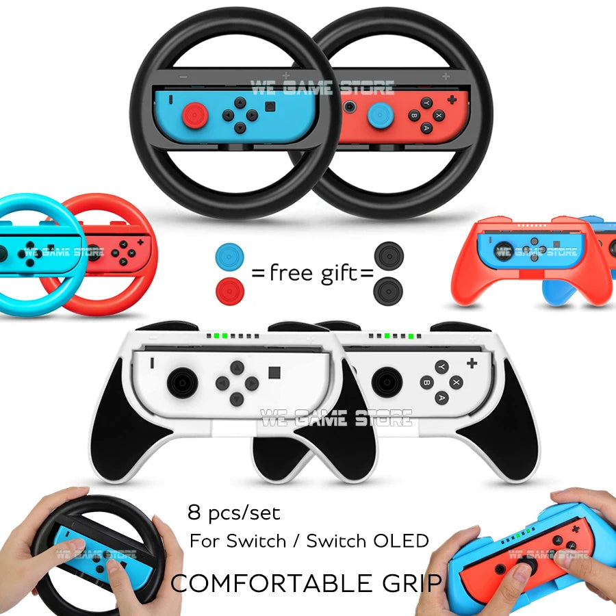 NintendoSwitch Accessories Racing Steering Wheel Nintend Switch Handle Grips Nitendo Joycon Cap  Nintendo Switch OLED Gamepad