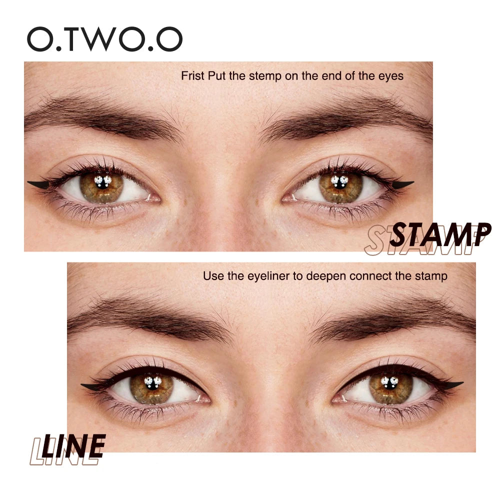 O.TWO.O Eyeliner Stamp Black Liquid Eyeliner Pen Waterproof Fast Dry Double-ended Eye Liner Pencil Make-up  Women Cosmetics