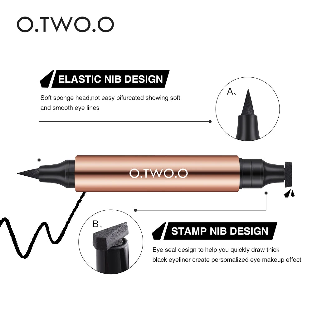 O.TWO.O Eyeliner Stamp Black Liquid Eyeliner Pen Waterproof Fast Dry Double-ended Eye Liner Pencil Make-up  Women Cosmetics