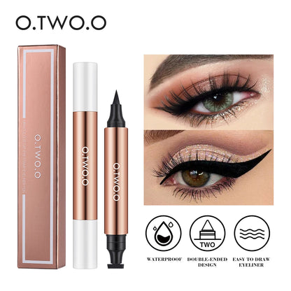 O.TWO.O Eyeliner Stamp Black Liquid Eyeliner Pen Waterproof Fast Dry Double-ended Eye Liner Pencil Make-up  Women Cosmetics