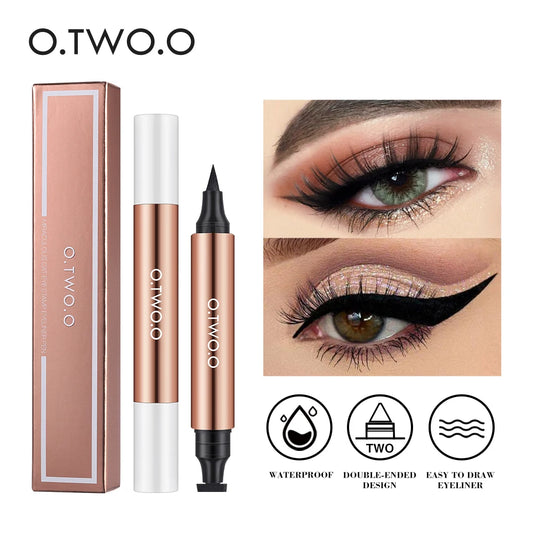 O.TWO.O Eyeliner Stamp Black Liquid Eyeliner Pen Waterproof Fast Dry Double-ended Eye Liner Pencil Make-up  Women Cosmetics