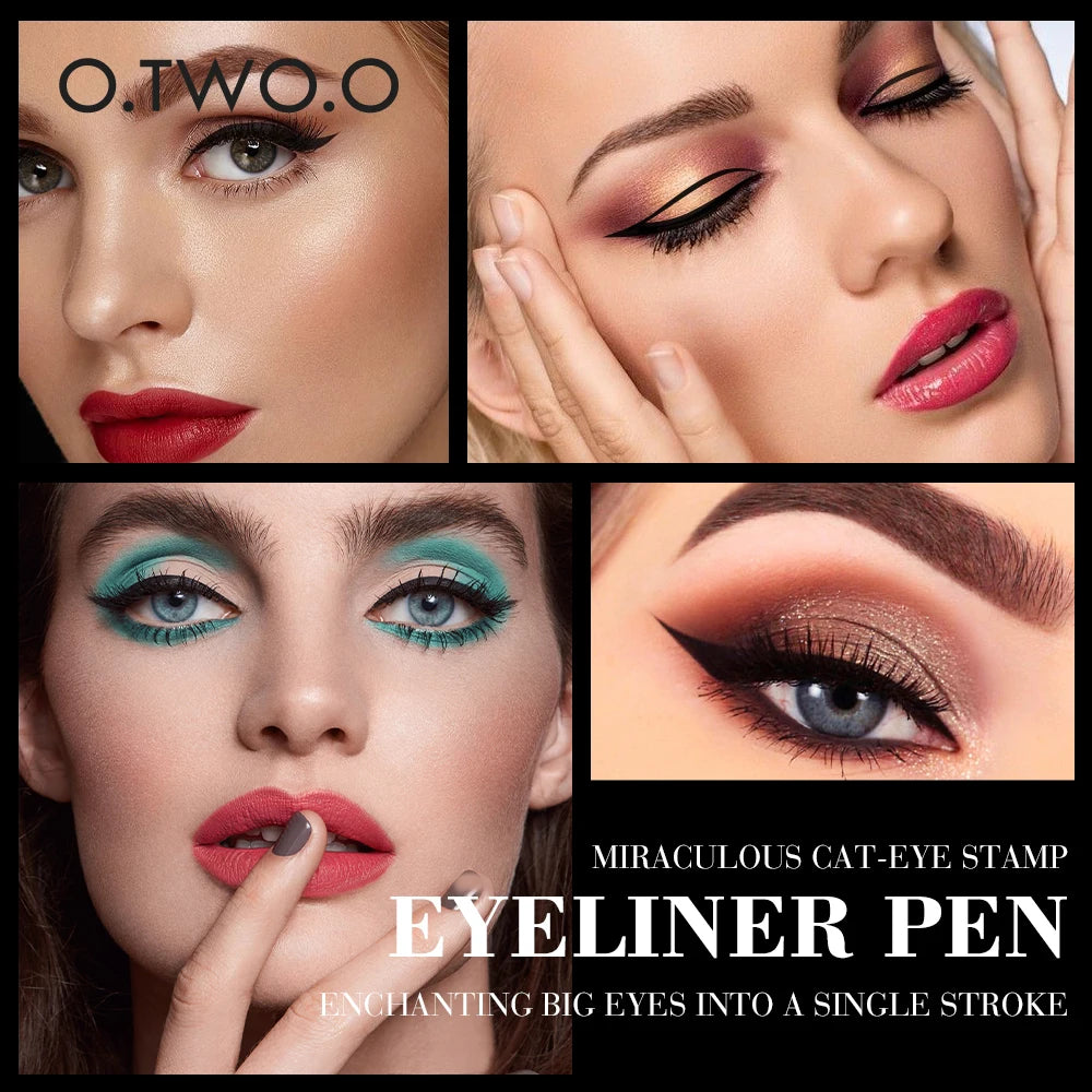 O.TWO.O Eyeliner Stamp Black Liquid Eyeliner Pen Waterproof Fast Dry Double-ended Eye Liner Pencil Make-up  Women Cosmetics