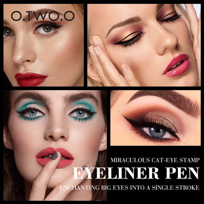 O.TWO.O Eyeliner Stamp Black Liquid Eyeliner Pen Waterproof Fast Dry Double-ended Eye Liner Pencil Make-up  Women Cosmetics