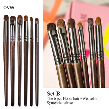 OVW Cosmetic 2/6 pcs Makeup Eye Shadow Brush Set Goat Hair Tool Ultra Soft Make Up Tapered Blender Diffuse Kit Cut Crease Brush