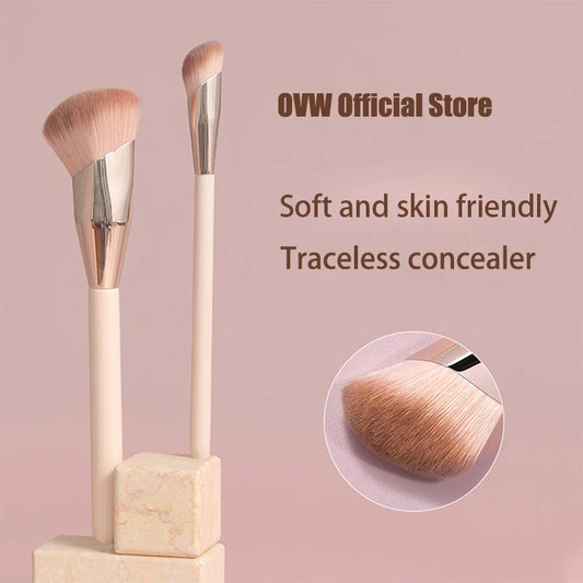 OVW Makeup Brushes Liquid Foundation Concealer Blending Blush Brush 2PCS Oblique Head Face Contour Professional Makeup Tool