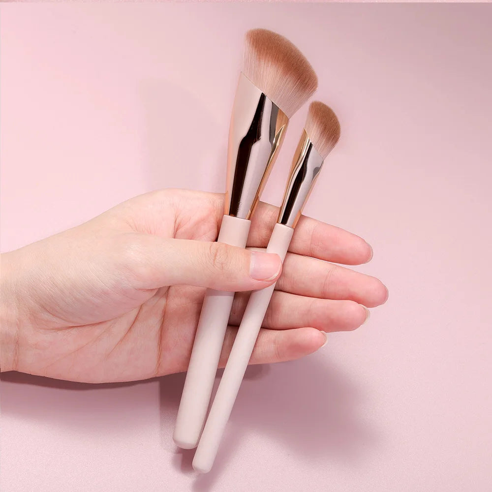 OVW Makeup Brushes Liquid Foundation Concealer Blending Blush Brush 2PCS Oblique Head Face Contour Professional Makeup Tool