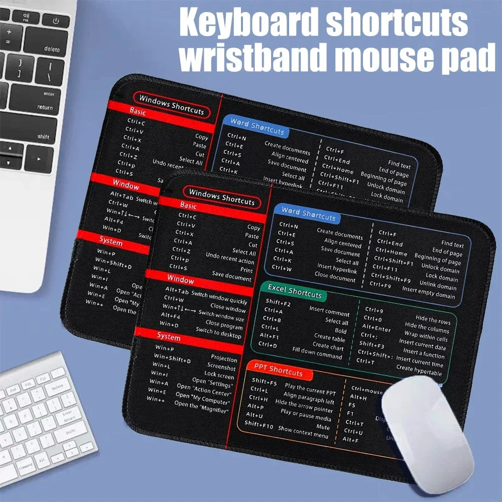 Office Excel Word Shortcuts Reference Guide Mouse Pad Portable Non-Slip Rubber Base Mousepad Mouse Mat  Laptop Computer