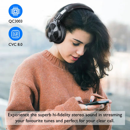 PCOneodio Bluetooth 5.2 Headset Wireless Headphones With Microphone 110Hrs