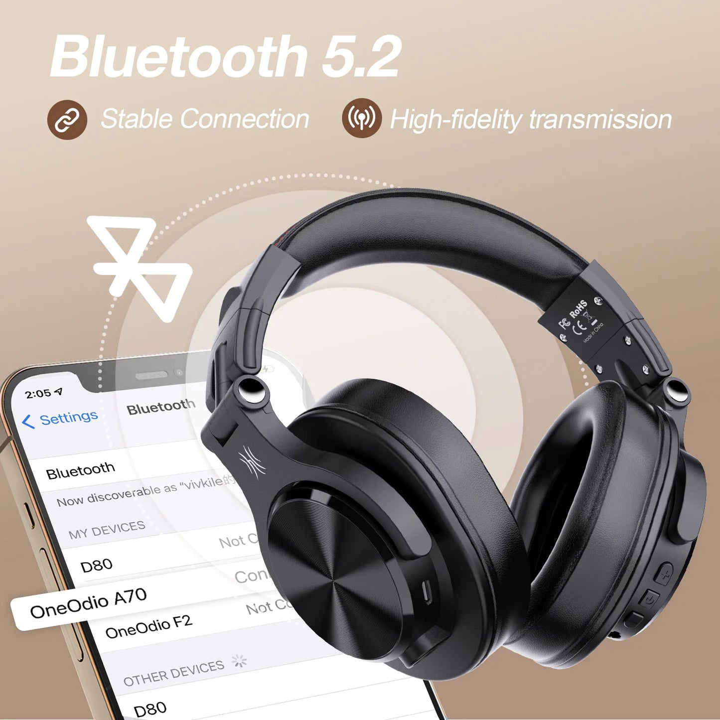 PCOneodio Fusion A70 Wireless Bluetooth Headphones Bluetooth 5.2 Headphones