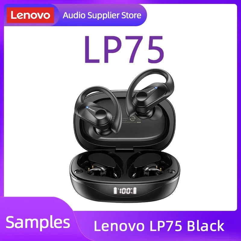 PCOriginal Lenovo LP75 TWS Bluetooth V5.3 Headphones Wireless LED Digital D