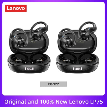 PCOriginal Lenovo LP75 TWS Bluetooth V5.3 Headphones Wireless LED Digital D