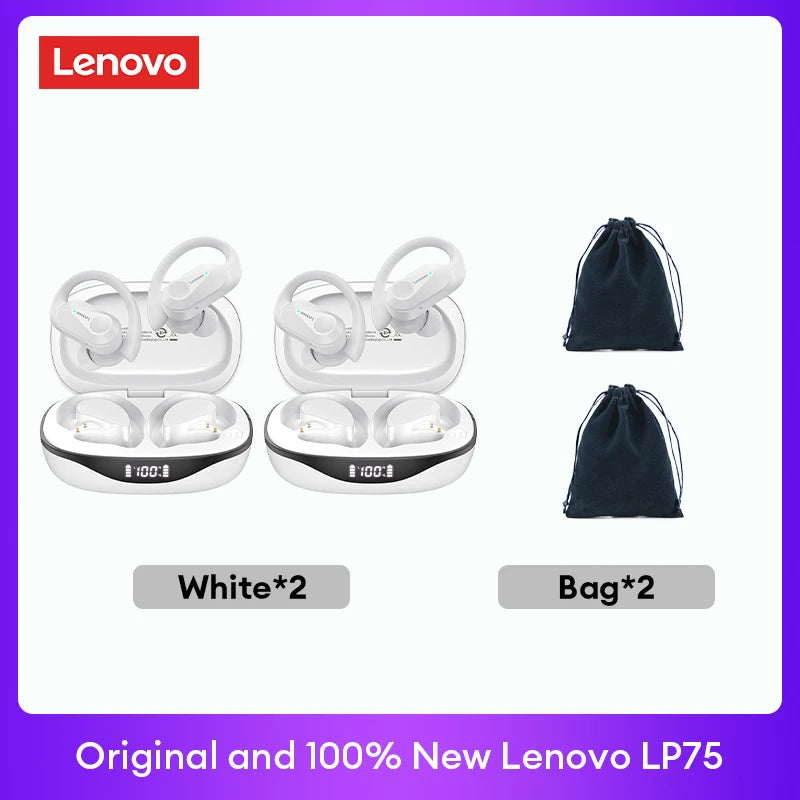 PCOriginal Lenovo LP75 TWS Bluetooth V5.3 Headphones Wireless LED Digital D