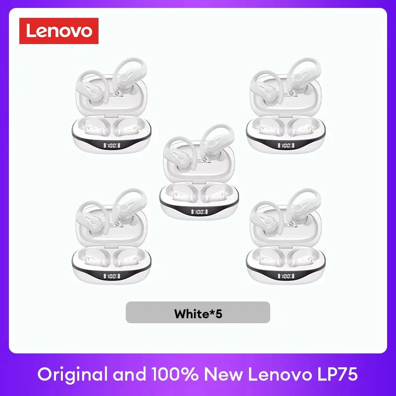 PCOriginal Lenovo LP75 TWS Bluetooth V5.3 Headphones Wireless LED Digital D