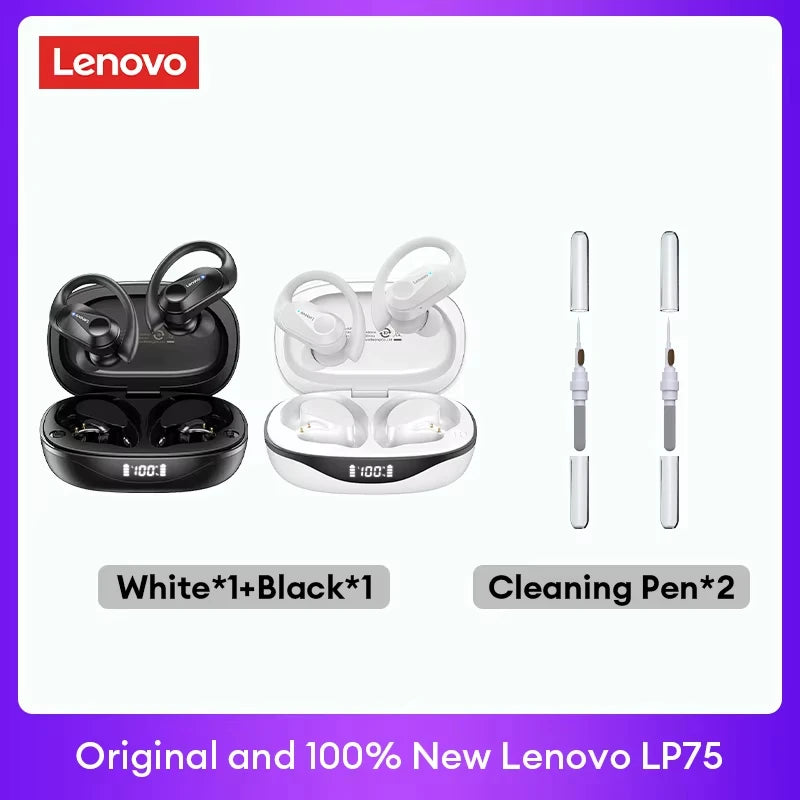 PCOriginal Lenovo LP75 TWS Bluetooth V5.3 Headphones Wireless LED Digital D