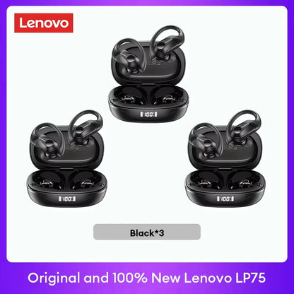 PCOriginal Lenovo LP75 TWS Bluetooth V5.3 Headphones Wireless LED Digital D