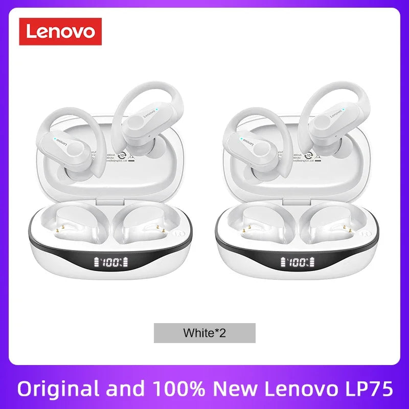 PCOriginal Lenovo LP75 TWS Bluetooth V5.3 Headphones Wireless LED Digital D