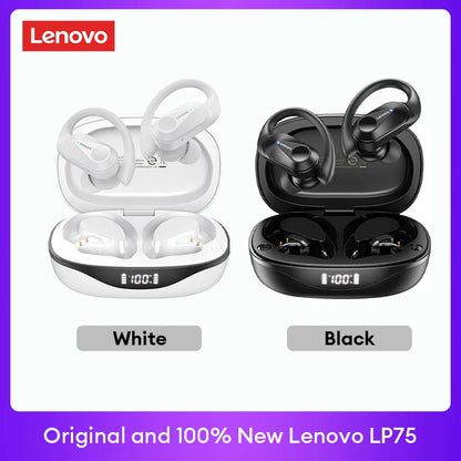 PCOriginal Lenovo LP75 TWS Bluetooth V5.3 Headphones Wireless LED Digital D