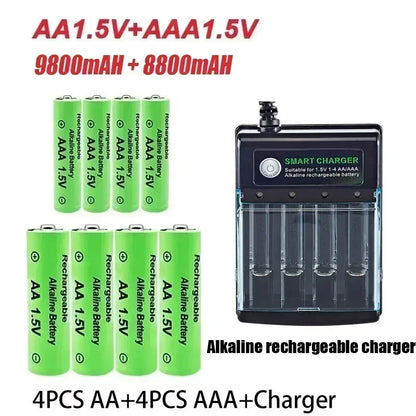 PC Original Rechargeable Battery 1.5V AA9800mAh+AAA8800mAh+Charger  Computer Clock Radio Video Game Digital Camera AA AAAbattery