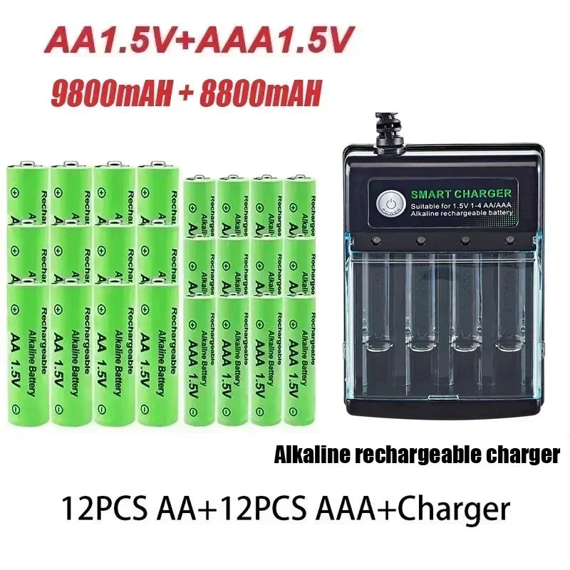 PC Original Rechargeable Battery 1.5V AA9800mAh+AAA8800mAh+Charger  Computer Clock Radio Video Game Digital Camera AA AAAbattery