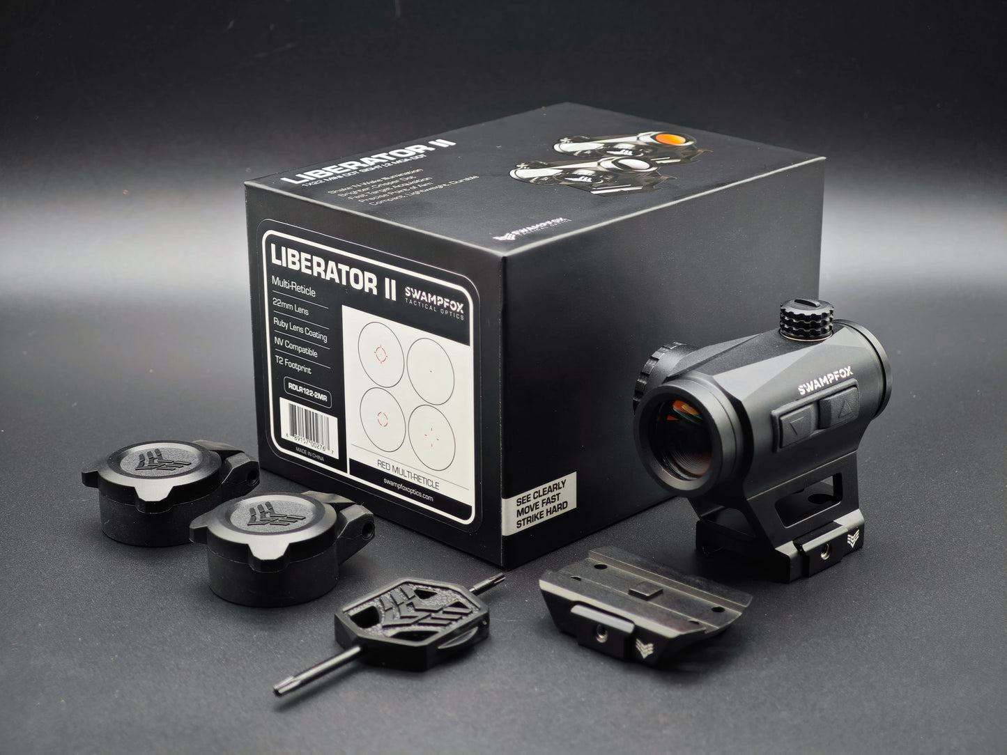 Original Swampfox Optics Gen 2 LIBERATOR II 1X22 2 MOA Compact Shake ‘N Wake Red Dot Sight Scope For Rifle Shotgun Real Weapons