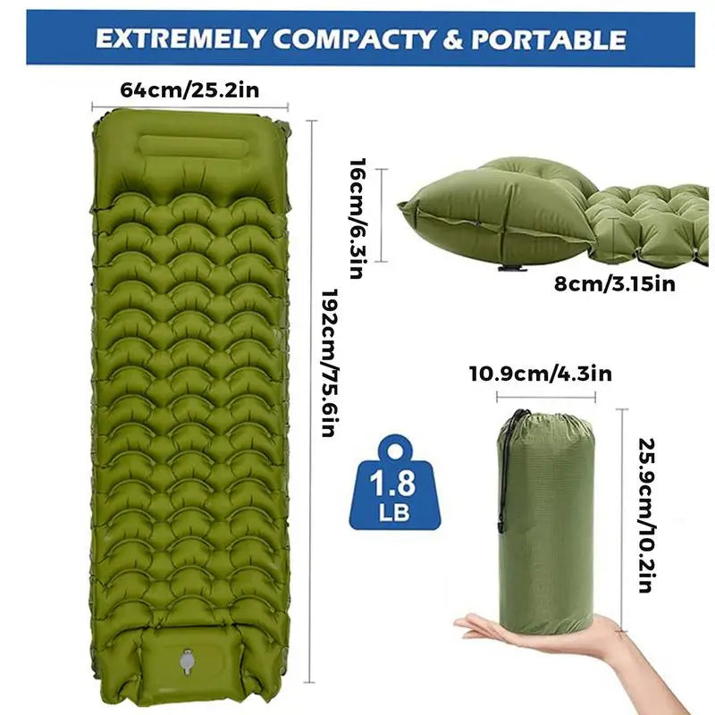 PC Outdoor Camping Inflatable Mattress Sleeping Pad With Pillows Ultralight