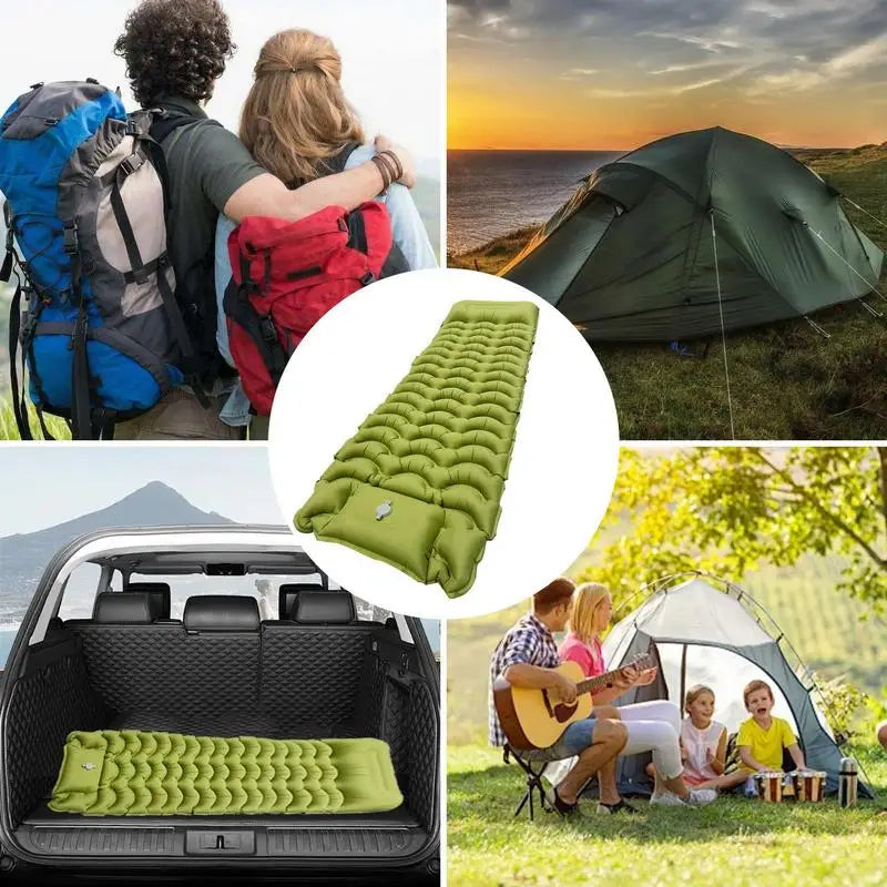 PC Outdoor Camping Inflatable Mattress Sleeping Pad With Pillows Ultralight